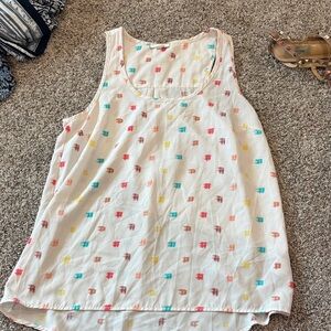 Pleione White Tank Top with Multicolor Pattern